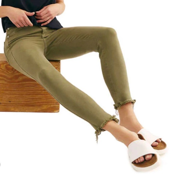 FREE PEOPLE We The Free Green Raw High Rise Skinny Jeggings Jeans - Picture 2 of 9